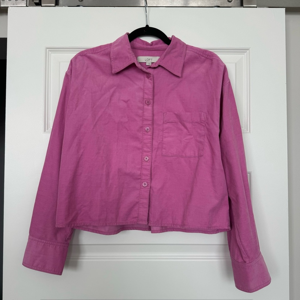 Cropped Corduroy Button Up Shirt